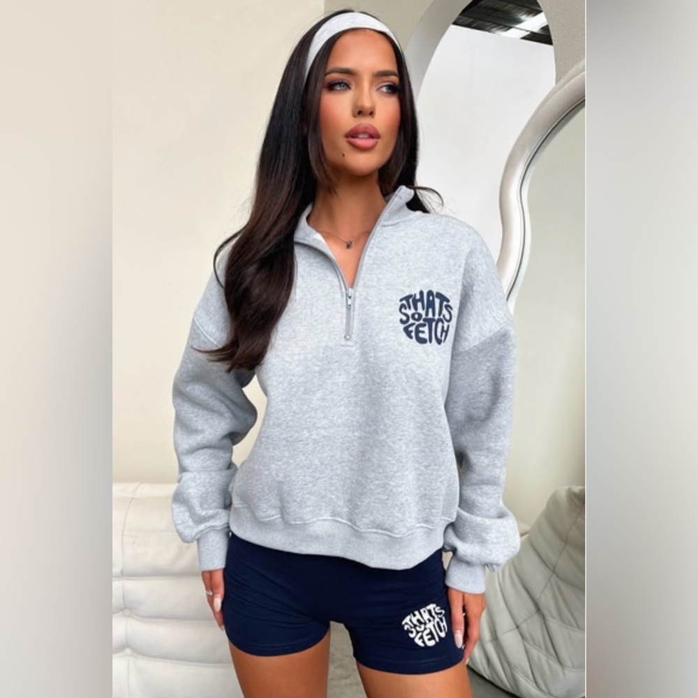Stylish Gray Quarter-Zip Sweatshirt for Women
